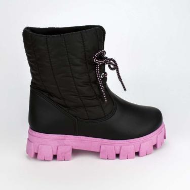 Imagem de Coturno Infantil Feminino Kidy Trendy Comfy Preto Sola Lilás