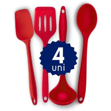 Imagem de Kit Completo Silicone 10 pçs Espátula Colher Concha Escumadeira Cozinh