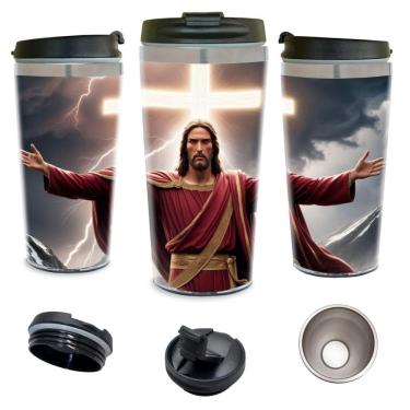 Imagem de Copo Térmico Personalizado Jesus Cristo Senhor 450Ml Inox.