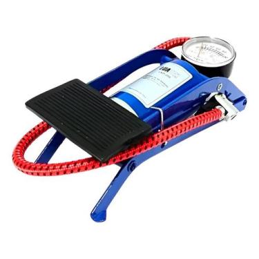 Imagem de Bomba De Ar Pedal Alta Pressão Manômetro Pneu Bola Colchão - Shopmix