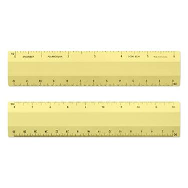 Imagem de Alumicolor Escala de régua engenheiro de 15,24 cm com design chanfrado para desenho, elaboração e engenharia, calibrações divididas por 10, 20, 30, 50 peças por polegada, ouro