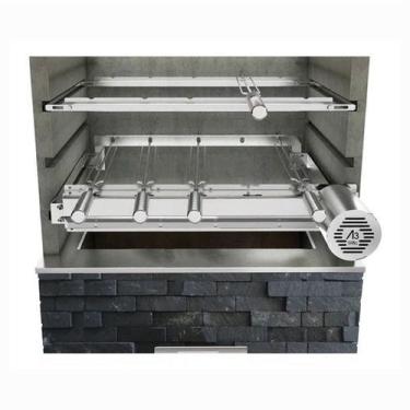 Imagem de Churrasqueira Giratória Ajustável para 5 Espetos Inox com Suporte Ajus