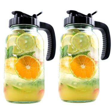 Imagem de Jarra GMEPOCH Mason Jar, conjunto de vidro de 1,9 L (2) com tampa de b