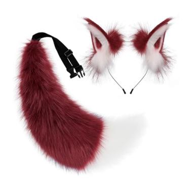 Imagem de Baoblaze Conjunto de faixa de cabeça com orelhas de animais, fofo para shows de anime, bailes de máscaras, carnaval, Vermelho Branco