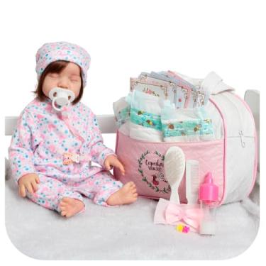 Imagem de Boneca Reborn Bebê Realista Fio a Fio Silicone Com Bolsa