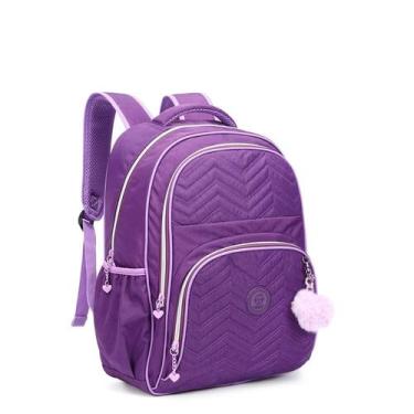 Imagem de Mochila De Costas Escolar Feminina Juvenil Kika KK24M12, Roxo