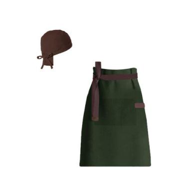 Imagem de Avental de Cintura Verde Escuro e Bandana Marrom Cafe Bistro - CASACHA