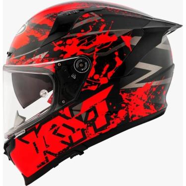 Imagem de Capacete KYT Striker 2V Neutron Preto e Vermelho Fluo