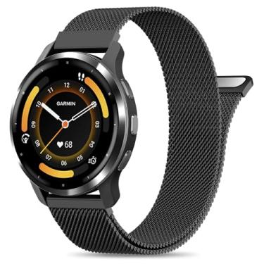 Imagem de EverAct Pulseira de relógio magnética de metal de 18 mm compatível com Garmin Venu 3S de 41 mm/Venu 2S/Vivoactive 4S/Vivomove 3S/Forerunner 255S/Forerunner 265S, pulseira de malha de aço inoxidável de