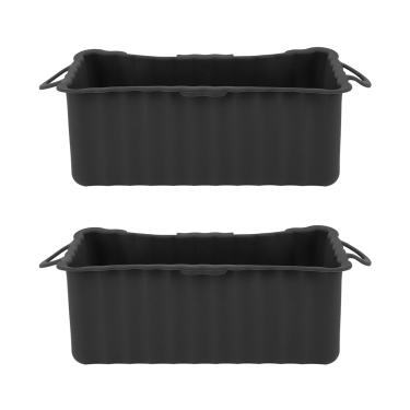 Imagem de 2 peças de bandeja de gotejamento de graxa de silicone para chapa Blackstone reutilizável retangular coletor de graxa forro de copo para churrasco de acampamento (preto)