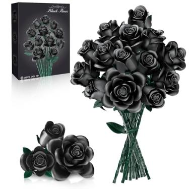Imagem de CLMTAS 12pcs Black Rose Bouquet Building Set, Compatible with Lego Flowers for Adults