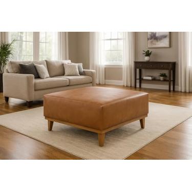 Imagem de Puff Dubai Corino Caramelo Retangular Centro Luxo Sala de Estar - Kazza Shop