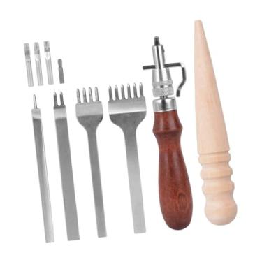 Imagem de Esquirla Kit de ferramentas para couro, ranhurador, polidor de madeira com punção de ponta, ferramentas de trabalho em couro, suprimentos, kit de artesanato