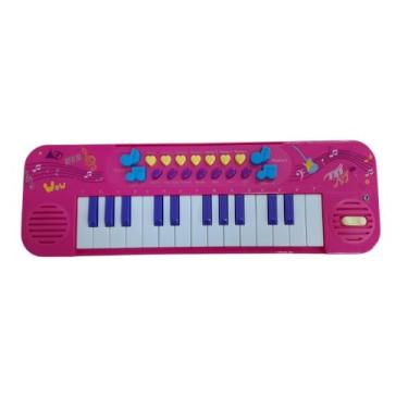 Imagem de Kit Teclado Musical Infantil com Microfone - Rosa SKU: PIA25014 brinquedo teclado infantil menina