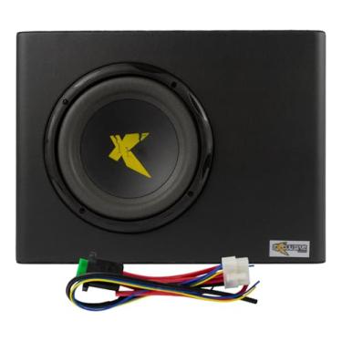 Imagem de Caixa Amplificada Subwoofer XC300 Slim 8 Polegadas, 300W RMS, Digital, Preta, Entradas RCA e Fio, 29x40x9.5cm, Ajuste de Frequência 30-200Hz