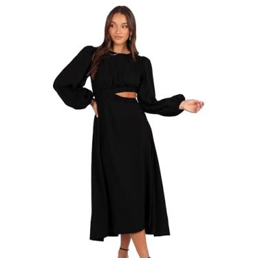 Imagem de Petal & Pup Vestido midi feminino com recorte de manga bufante Ginnee - preto