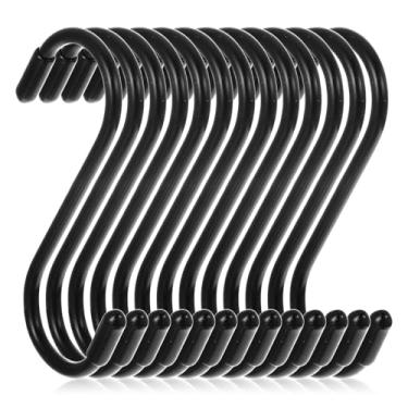 Imagem de YBEATY Pacote com 12 ganchos em S de 7,6 cm para pendurar ganchos resistentes à ferrugem revestidos de borracha antiderrapante para plantas, utensílios de cozinha, roupas, panelas, uso interno/externo