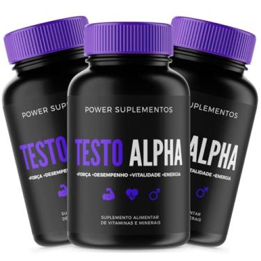 Imagem de 3 Suplemento Alimentar Masculino Testo Alpha com 30 Cápsulas - 600mg por Cápsula - Energia e Disposição Masculina