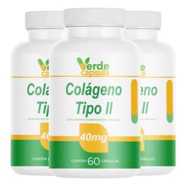 Imagem de Kit 3 Colágeno Tipo 2 40mg 180 Cápsulas - Colágeno Não Desnaturado (Não Hidrolisado) - Suplemento Alimentar em Cápsulas - Verde Cápsula