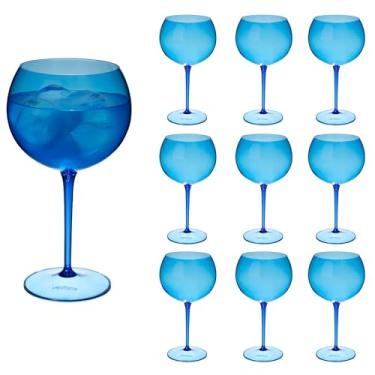 Imagem de Taça De Gin Curves 600ml Kit 10un Acrílico Alto Padrão (AZUL SAFIRA)
