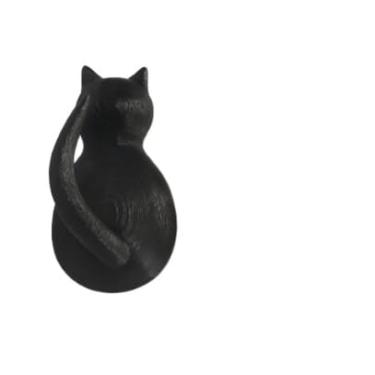Imagem de Kit Cabides de Gatinho para Parede - Ganchos Decorativos em PLA Biodegradável | Organizador para Chaves e Bijuterias (Preto)