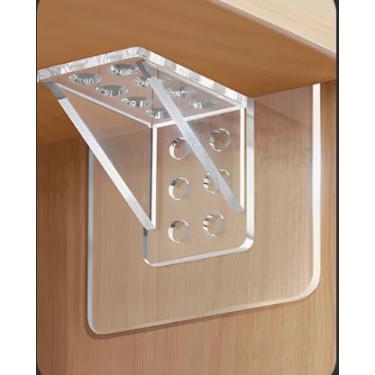 Imagem de 2 pinos de suporte de prateleira sem perfuração, autoadesivos para prateleiras de livros de armário de cozinha, pinos de suportes de divisórias fortes para suportes de armário, camada de ripa