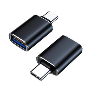Imagem de 2 adaptadores USB C para USB Thunderbolt 3 para USB 3.0 OTG compatíveis com MacBook Pro, Galaxy S9 S10 S20 S21 S22 Ultra, iPhone 15 16 Pro Max e outros dispositivos (preto)