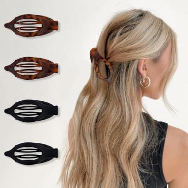 Imagem de Pacote com 4 clipes de garra de cabelo plano para mulheres, clipes de garra para cabelos grossos e finos, clipes de pato para cabelo banana clipes de jacaré grandes acessórios de cabelo French Concord