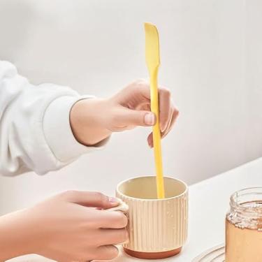 Imagem de Espátula de comida, bolo, creme de manteiga, colher de cozinha, pote de geléia de silicone, espátulas, ferramenta amarela