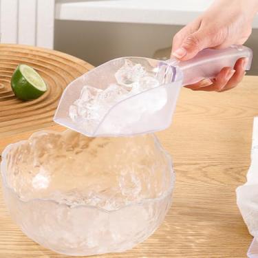 Imagem de Pá de gelo de plástico transparente - pá à prova de estilhaçamento para congelador de cozinha, balde de festa - alça leve, ideal para fazer cubos de gelo, grãos de café, farinha, pipoca (média)