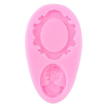 Imagem de Camafeu com moldura molde de silicone para decoração de bolos, cobertura de cupcake, pasta de goma de chocolate, argila de polímero