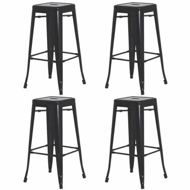 Imagem de 4 Banquetas Alta Para Bar Balcão Bancada Pub Bistrô Cozinha Americana Tolix Iron Industrial Preto