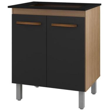 Imagem de Balcao 70cm Com Tampo Para Cooktop 4 Bocas 9250 Savana Preto Mobbs Sav