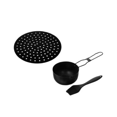 Imagem de Tapete Redondo Air Fryer Tigela Bowl e Pincel Inox Silicone