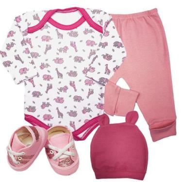 Imagem de Body Mijão E Tênis Conjunto Saída De Maternidade Kit 4 Peças - Koala B