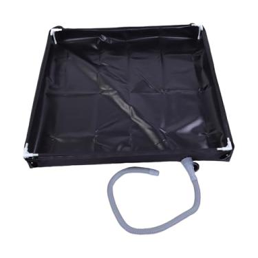 Imagem de Yunseity Bandeja de Chuveiro Dobrável de Drenagem Eficiente Portátil para Barraca de Acampamento RV Praia Feita de Material de PVC (Preto)