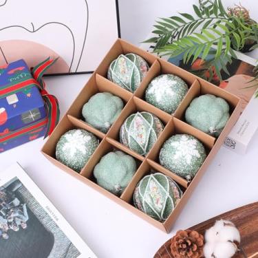 Imagem de Bolas de Natal, 9 peças, 8 cm, bolas de Natal, champanhe, pingente de decoração de árvore de presente para decoração de guirlanda de Natal (verde claro)