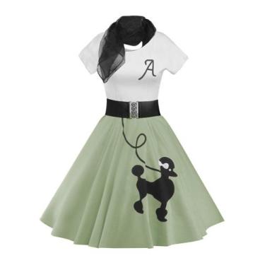 Imagem de Vestido ZEZCLO Retro Poodle Print Skater Vintage para mulheres