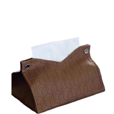 Imagem de Capa de lenços de papel moderna em couro PU nórdico com botões de pres