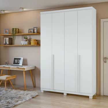 Imagem de Guarda-roupa Solteiro Alonzo 4 Portas 2 Gavetas Branco Lopas
