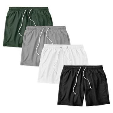 Imagem de Kit 4 Shorts Bermuda Masculino Tactel Liso Praia Academia-Masculino
