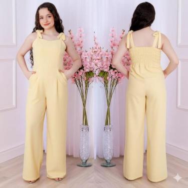 Imagem de Macacão Juvenil Feminino Pantalona Alça de Amarrar  Conforto e Estilo 