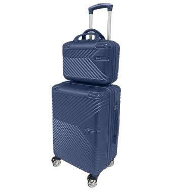 Imagem de Mala de Bordo 10kg com Frasqueira Bagagem de Mão Expansível ANAC Rodas Duplas 360° Cadeado TSA Antifurto Alça Lateral Design Leve Resistente Ideal para Viagens Avião (Azul)
