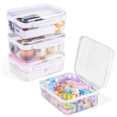 Imagem de 4 peças, capa rígida transparente com zíper, caixa de armazenamento portátil para maquiagem, higiene pessoal, viagens, caixas de armazenamento duráveis e à prova d'água, estojo de plástico com zíper