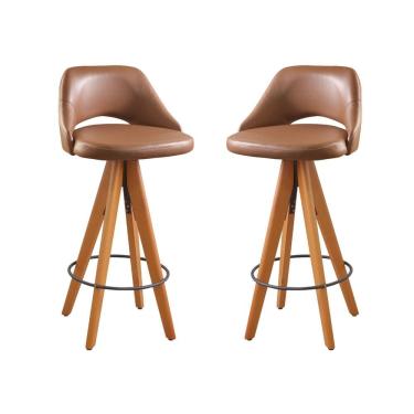 Imagem de Kit 2 Banquetas Giratórias Estofadas com Encosto Nicole Caramelo