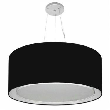 Imagem de Lustre Pendente Cilíndrico Duplo Vivare Md-4301 Cúpula Em Tecido 55x30cm - Bivolt Preto 127/220v