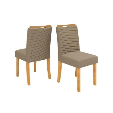 Imagem de Kit 2 Cadeiras Sala Jantar Julia Cedro-linho Bege - Dj Móveis