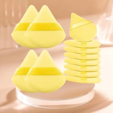Imagem de Conjunto de 12 peças de pó triângulo macio, puffs de pó para rosto, esponjas de maquiagem para base, adequado para ferramentas de maquiagem cosmética líquida e creme (Amarelo)