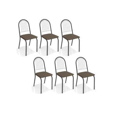 Imagem de Cadeira Sala De Jantar Noruega 2c077 Kit 6 Un Preto Fosco-marrom 21 - Kappesberg