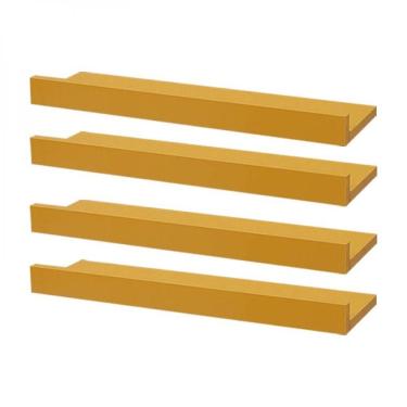 Imagem de Kit 4 Prateleiras Porta Quadros 40 X 10cm Amarela Suporte